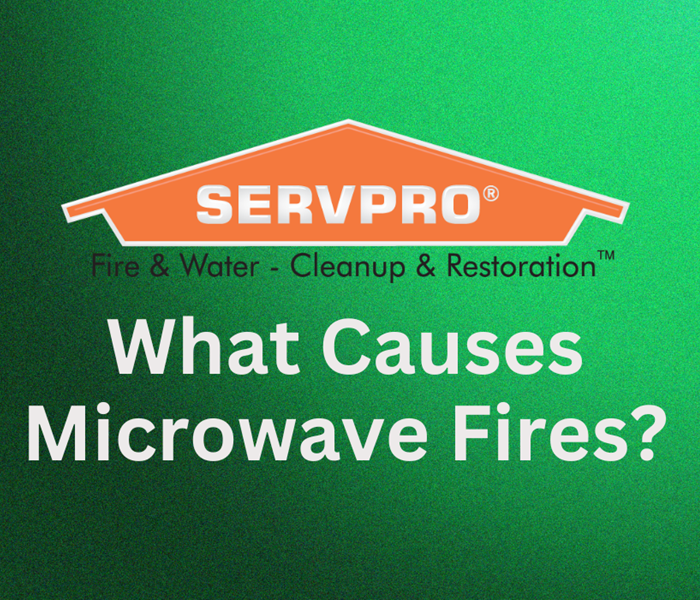 Green box with text and orange SERVPRO logo 