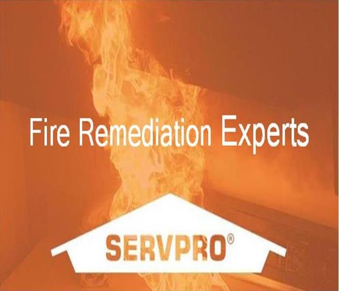 Image of a flame with SERVPRO Logo and text, Fire Remediation Experts